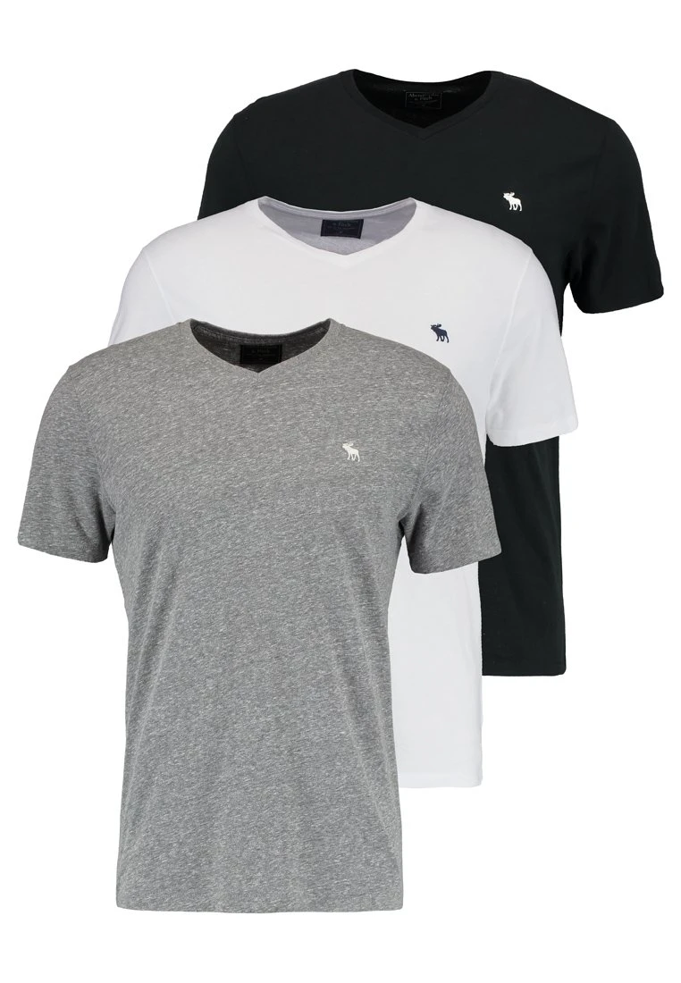 Abercrombie & Fitch Vneck 3 Pack - Basic T-Shirt - White/Black/Grey 9 Abercrombie & Fitch Vneck 3 Pack - Basic T-Shirt - White/Black/Grey - Image 7