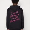 YOURTURN Embroidered Text Hoodie Unisex - Hoodie - Black -Fashion Store 13e00cb70a1a488990329c593381525e