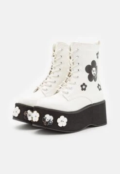 KOI FOOTWEAR Silent Screams Platform Boots - Platform Ankle Boots - White -Fashion Store 6b824d88cc2d4dd0855ca50aa189e144