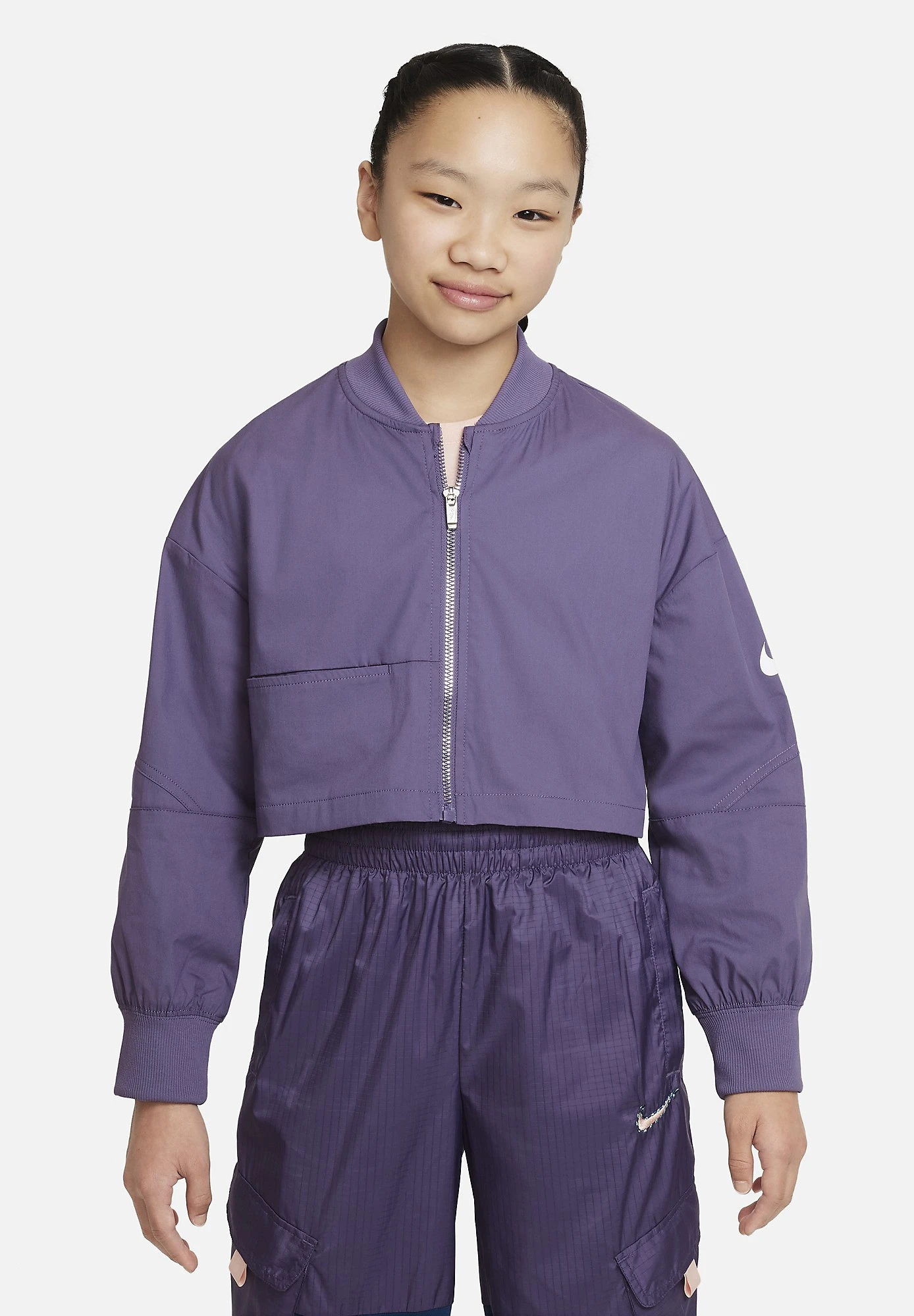 Nike Sportswear G Nsw Trnd Wvn - Bomber Jacket - Canyon Purple/White 3 Nike Sportswear G Nsw Trnd Wvn - Bomber Jacket - Canyon Purple/White