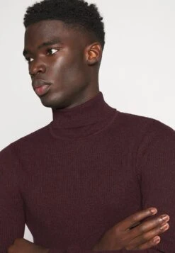 Pier One Muscle Fit Turtle - Jumper - Mottled Bordeaux -Fashion Store 87bc9746f3cd48c78886c3726b9971e1